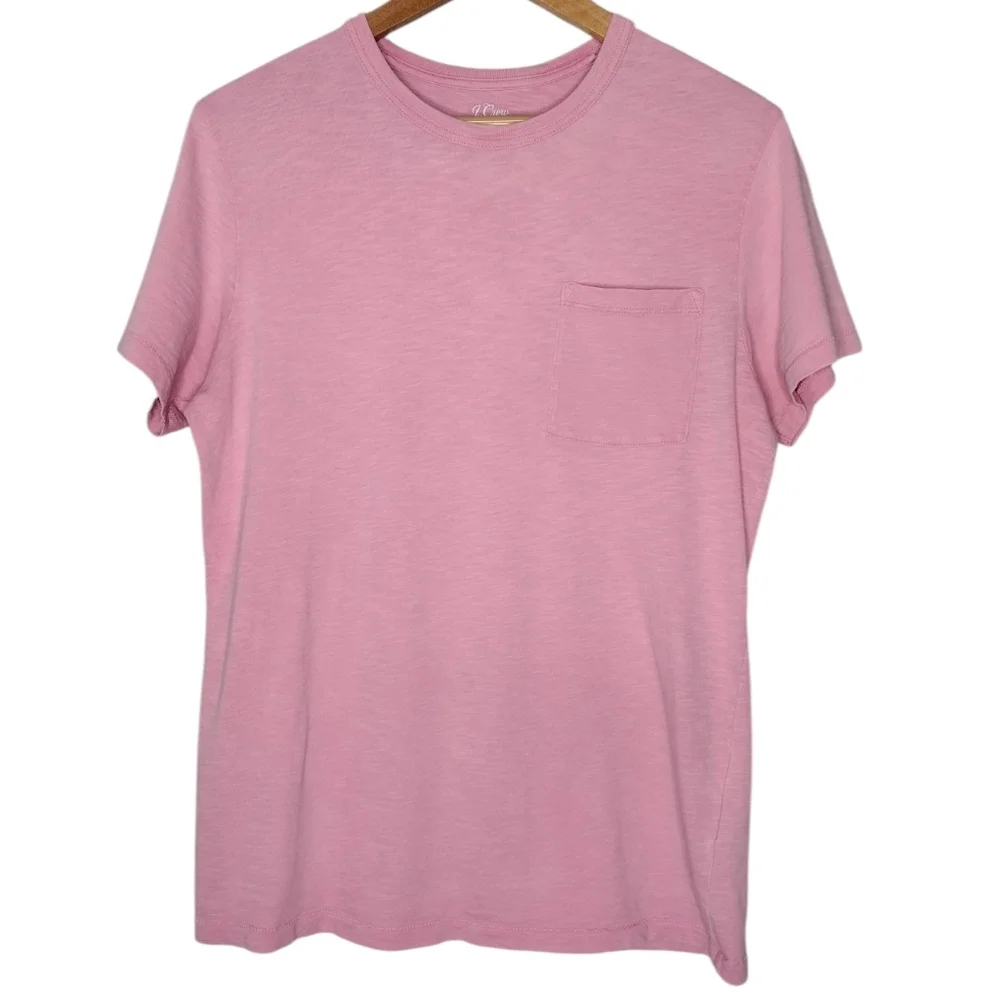 J. Crew Garment Dyed Slub Cotton Pink Short Sleeve Shirt Sz S
